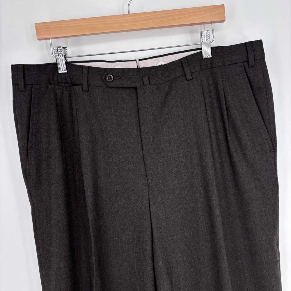 Ermenegildo Zegna Dress Pants Mens 38x29 Brown Wool Pleated Cuffed Trousers FLAW